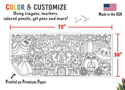 Giant Personalized Princess Coloring Banner