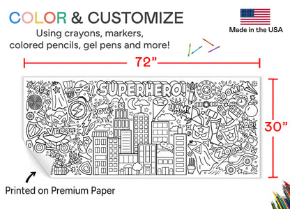 Giant Superhero Coloring Banner