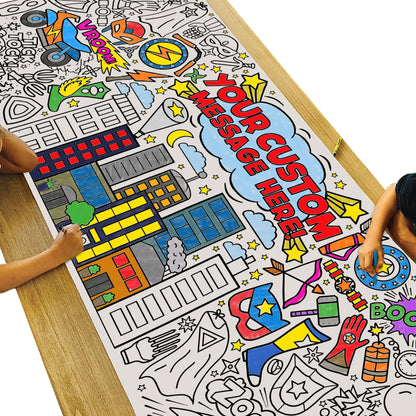 Giant Personalized Superhero Coloring Banner