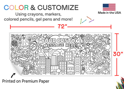 Giant Personalized Superhero Coloring Banner