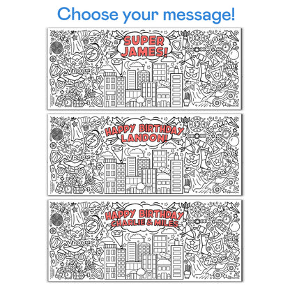 Giant Personalized Superhero Coloring Banner