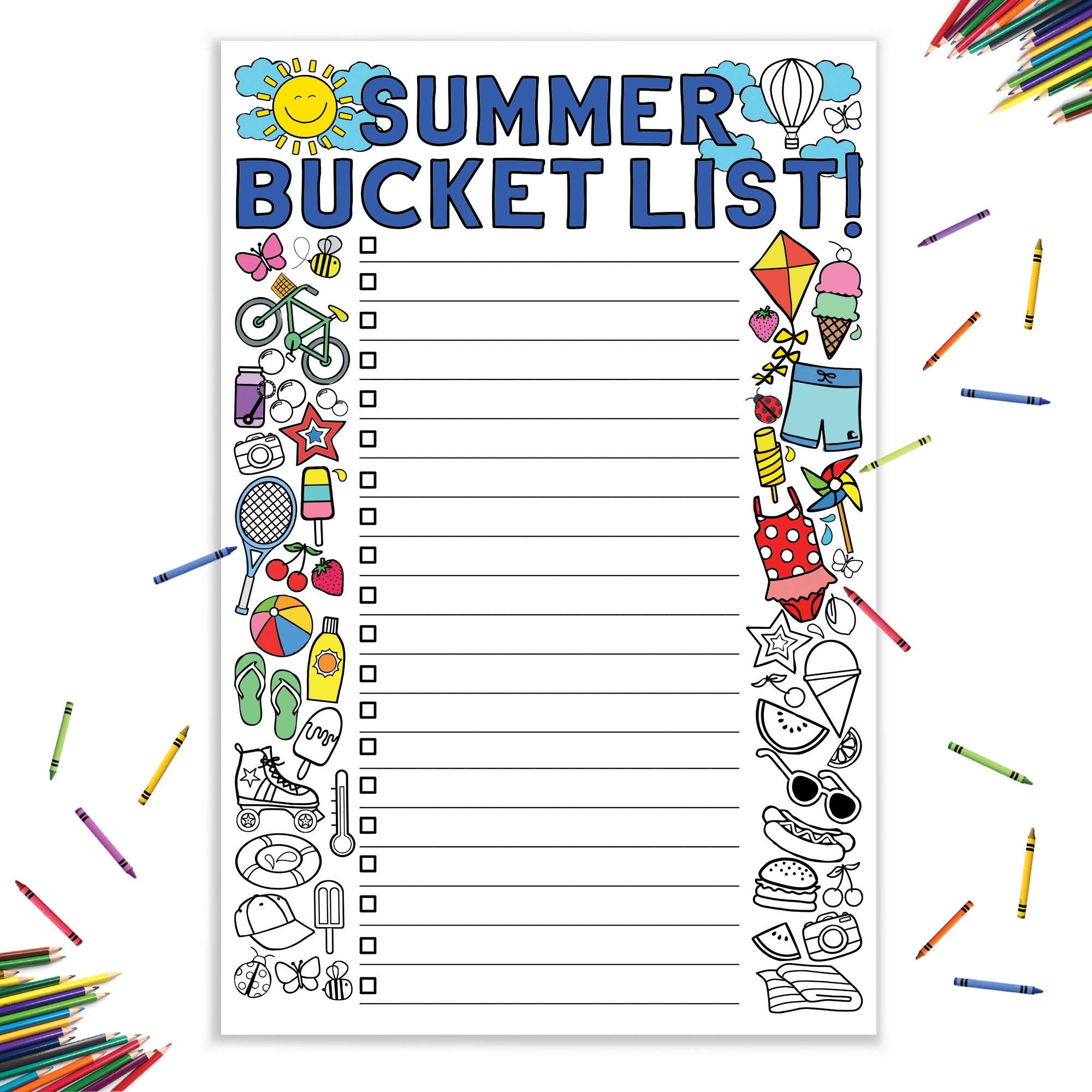 Summer Bucket List Coloring Poster – Tiny Expressions