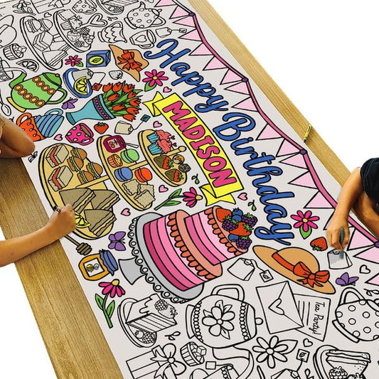 Giant Personalized Tea Party Coloring Banner