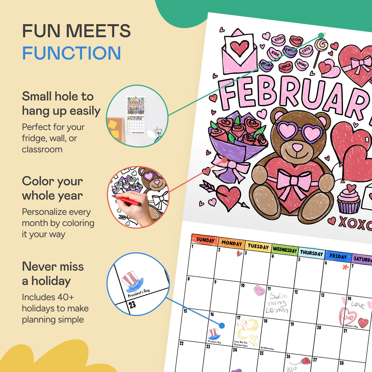 2026 Coloring Calendar for Kids