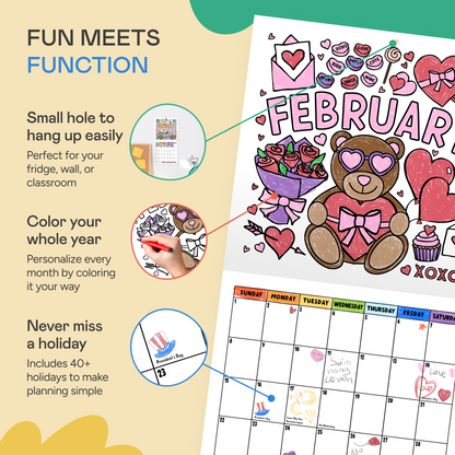 2026 Coloring Calendar for Kids