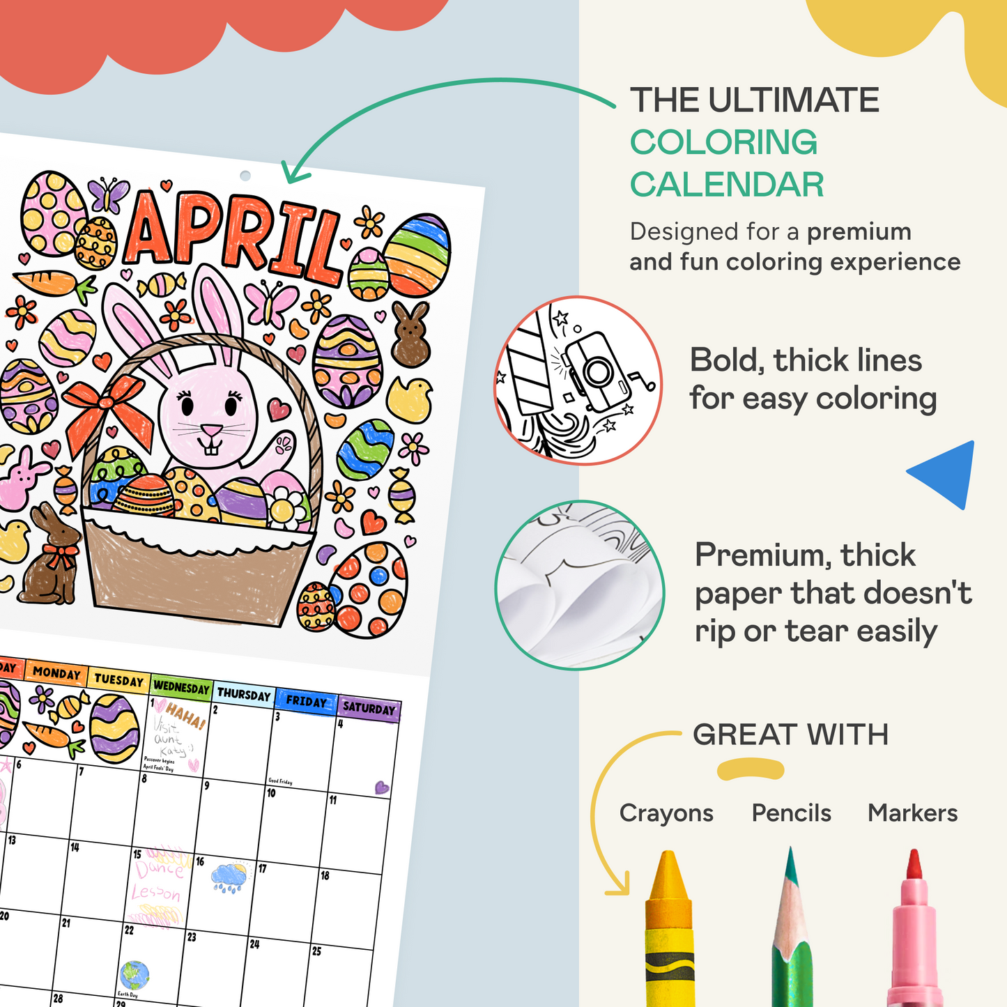 2026 Coloring Calendar for Kids