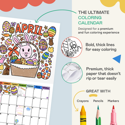 2026 Coloring Calendar for Kids