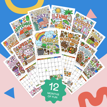 2026 Coloring Calendar for Kids