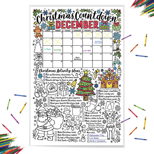 Countdown to Christmas Coloring Poster