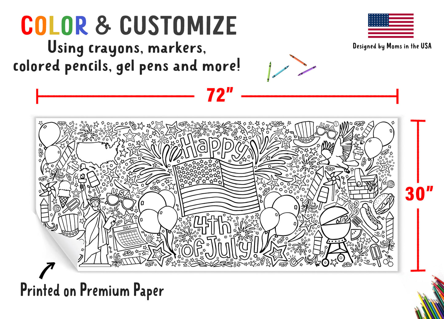 Giant 4th of July Coloring Banner