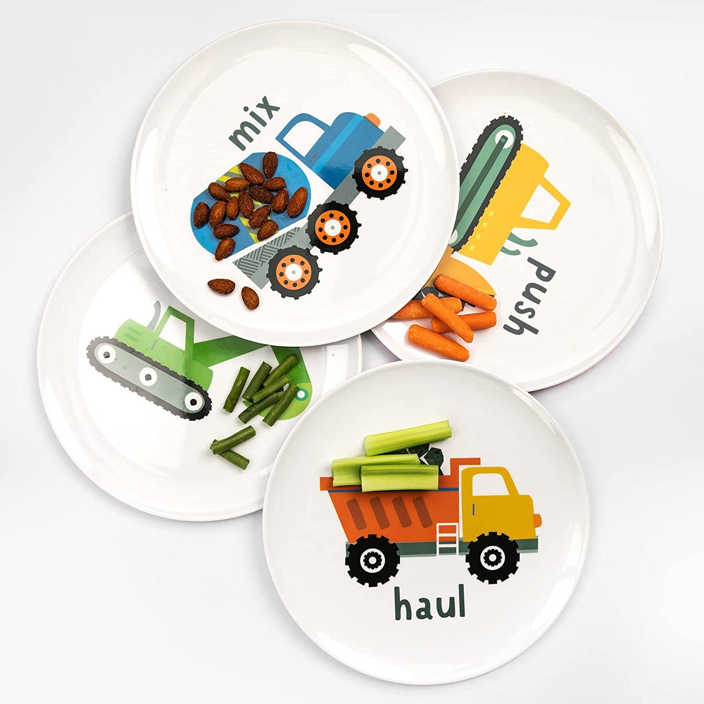 Construction Truck Plates for Kids (Set of 4 Plates)