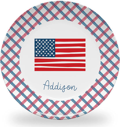 Personalized American Flag Plate