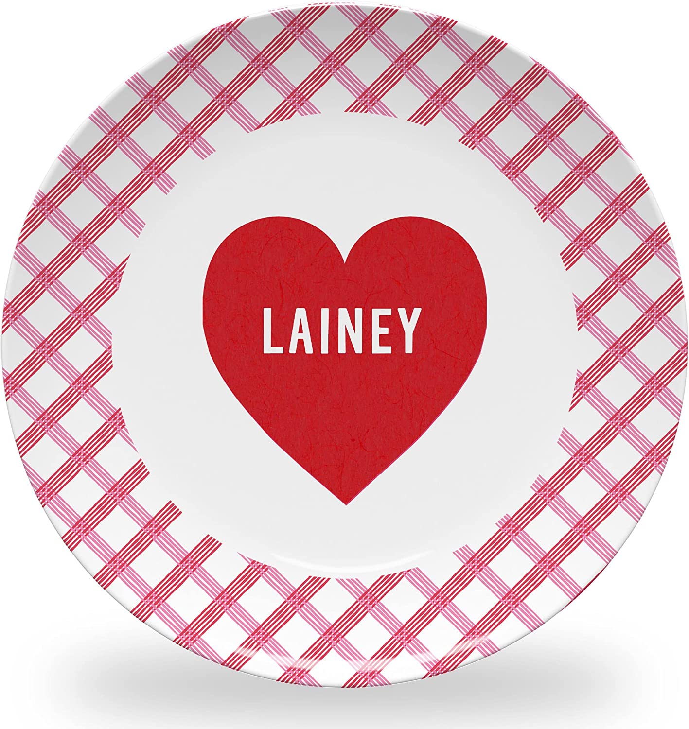 Personalized Checkered Valentine's Day Plate