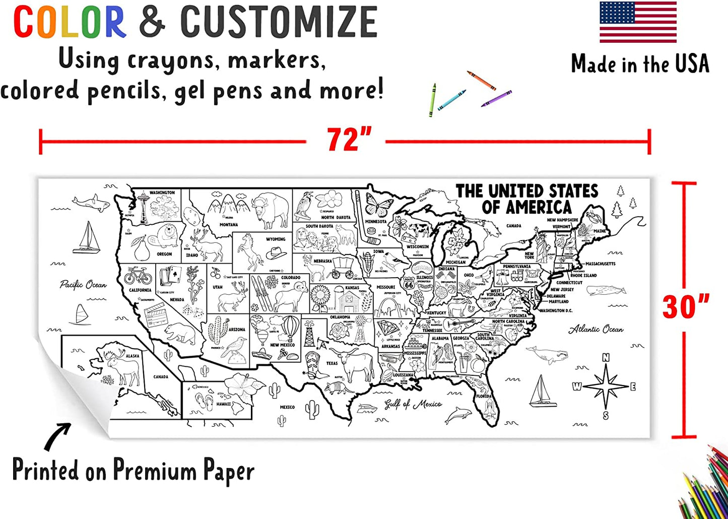 Giant USA Map Coloring Banner