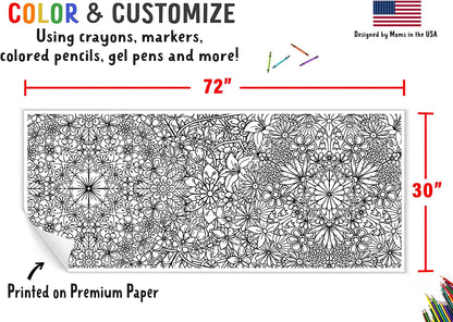 Giant Flowers Mandala Coloring Banner