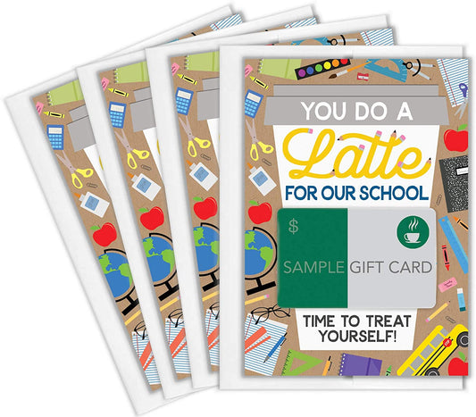 Teacher Appreciation Coffee Gift Card Holders (4 Pack)