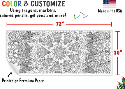 Giant Christmas Tree Mandala Coloring Banner