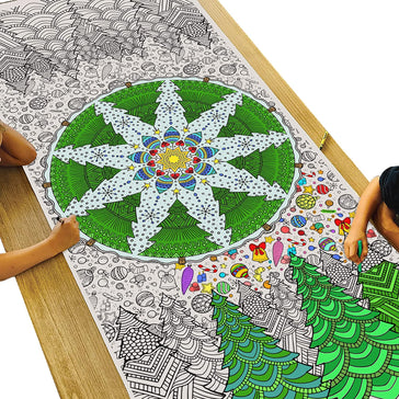 Giant Christmas Tree Mandala Coloring Banner