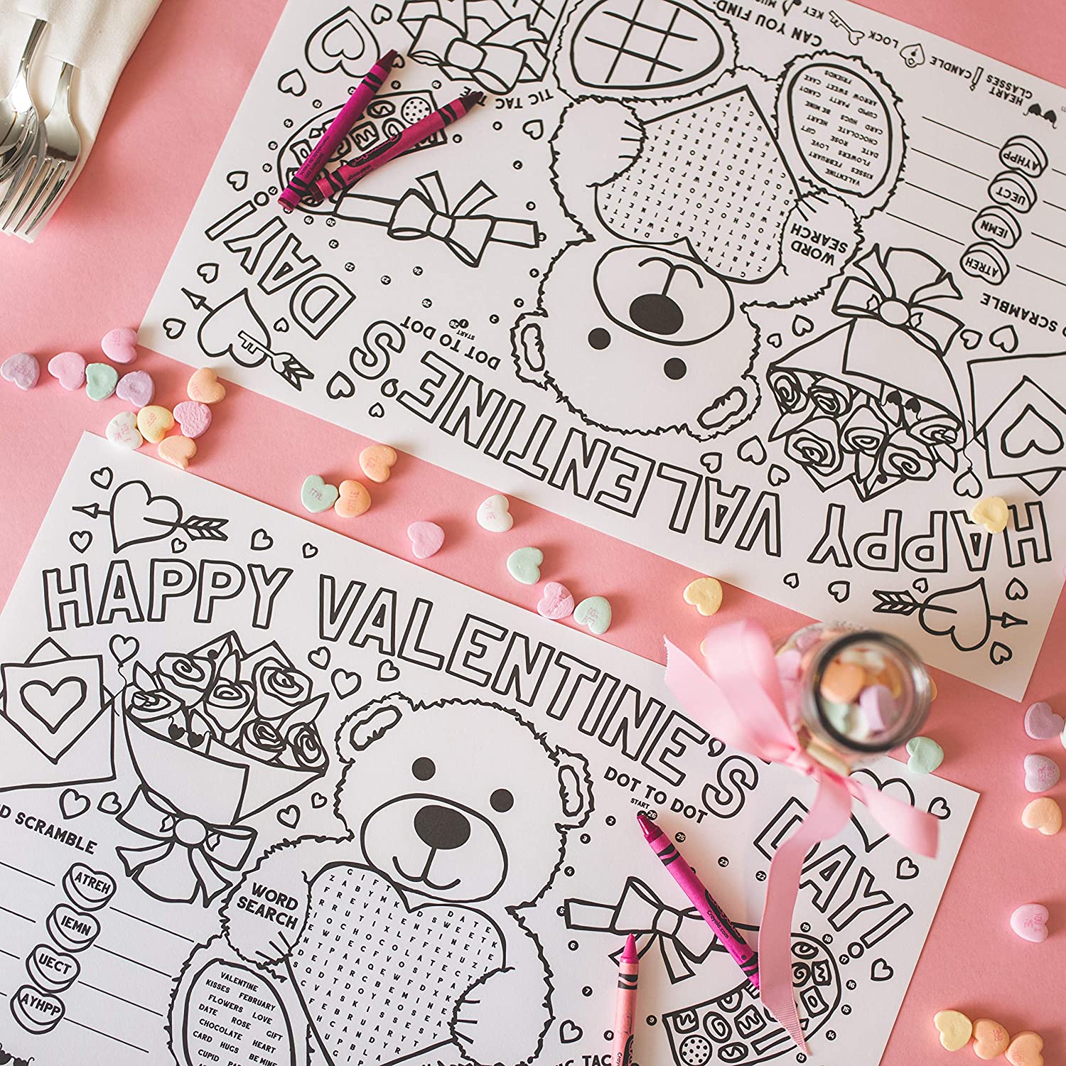 Valentine's Day Coloring Placemats