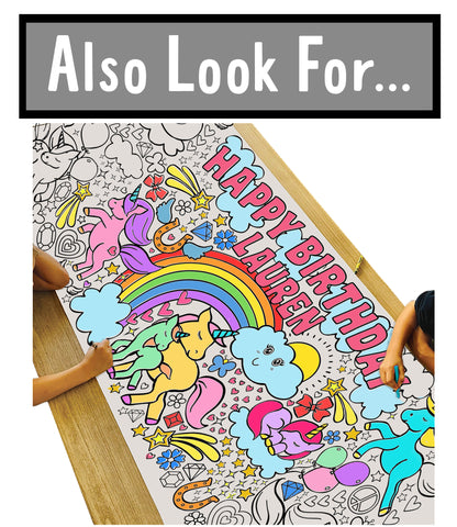 Giant Personalized Unicorn Birthday Coloring Banner