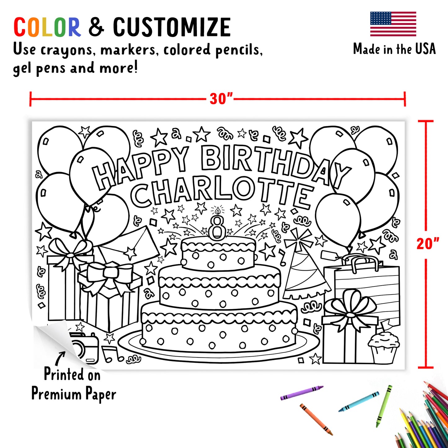 Personalized Birthday Coloring Poster