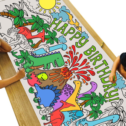 Giant Dinosaur Birthday Coloring Banner