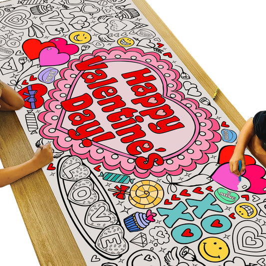 Giant Valentine's Day Hugs & Kisses Coloring Banner