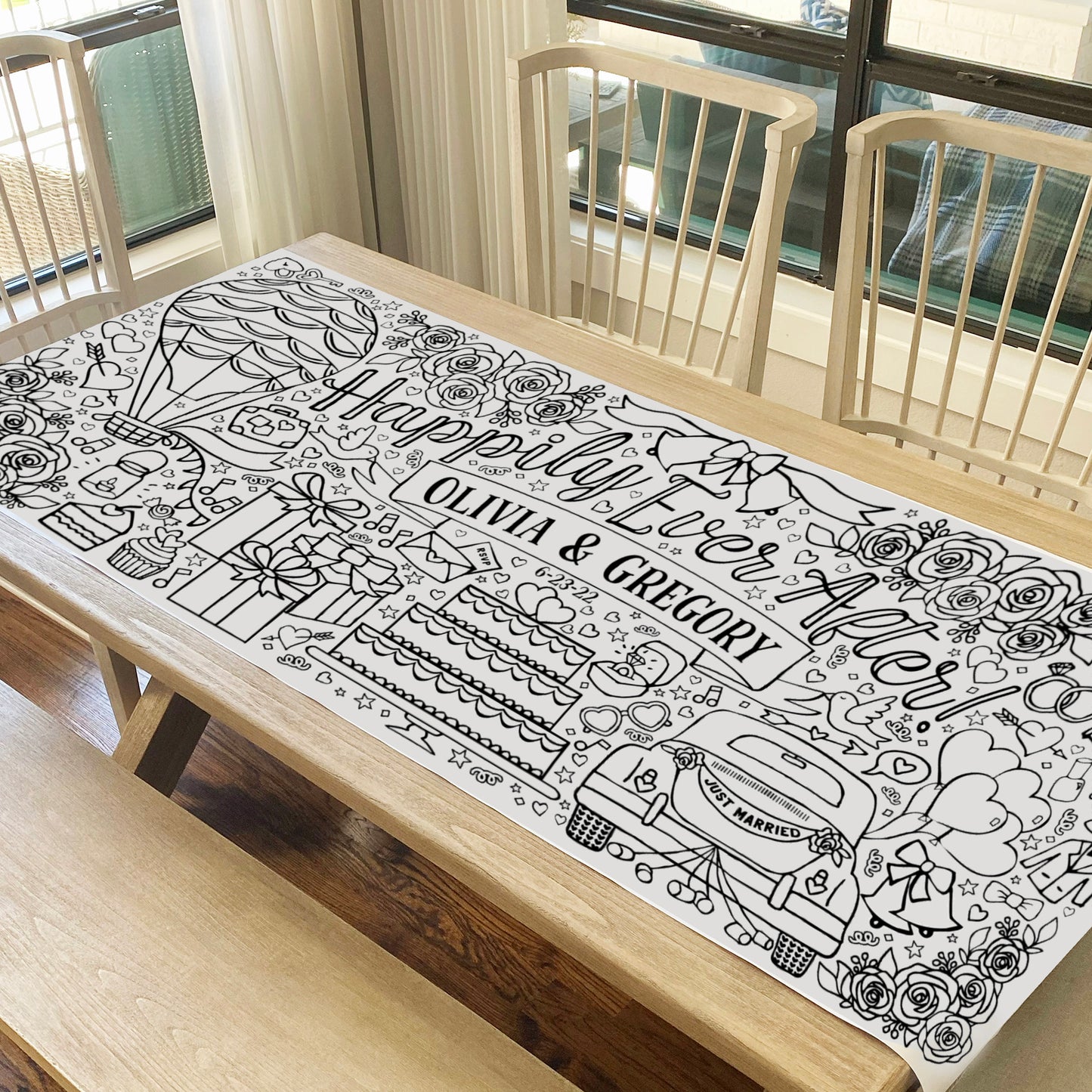 Giant Personalized Wedding Coloring Banner