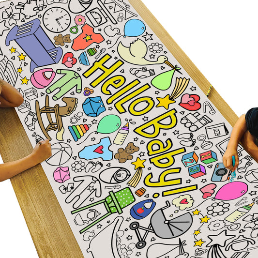 Giant Hello Baby Coloring Banner