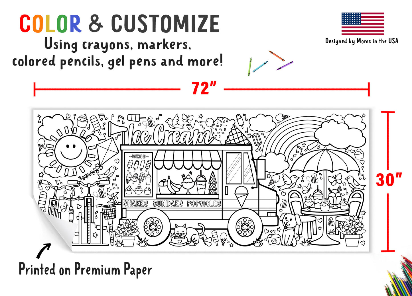 Giant Ice Cream Truck Coloring Banner