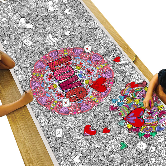 Giant Valentine's Day Mandala Coloring Banner