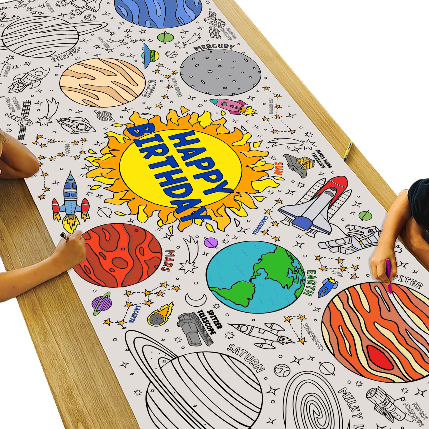 Giant Outer Space Birthday Coloring Banner