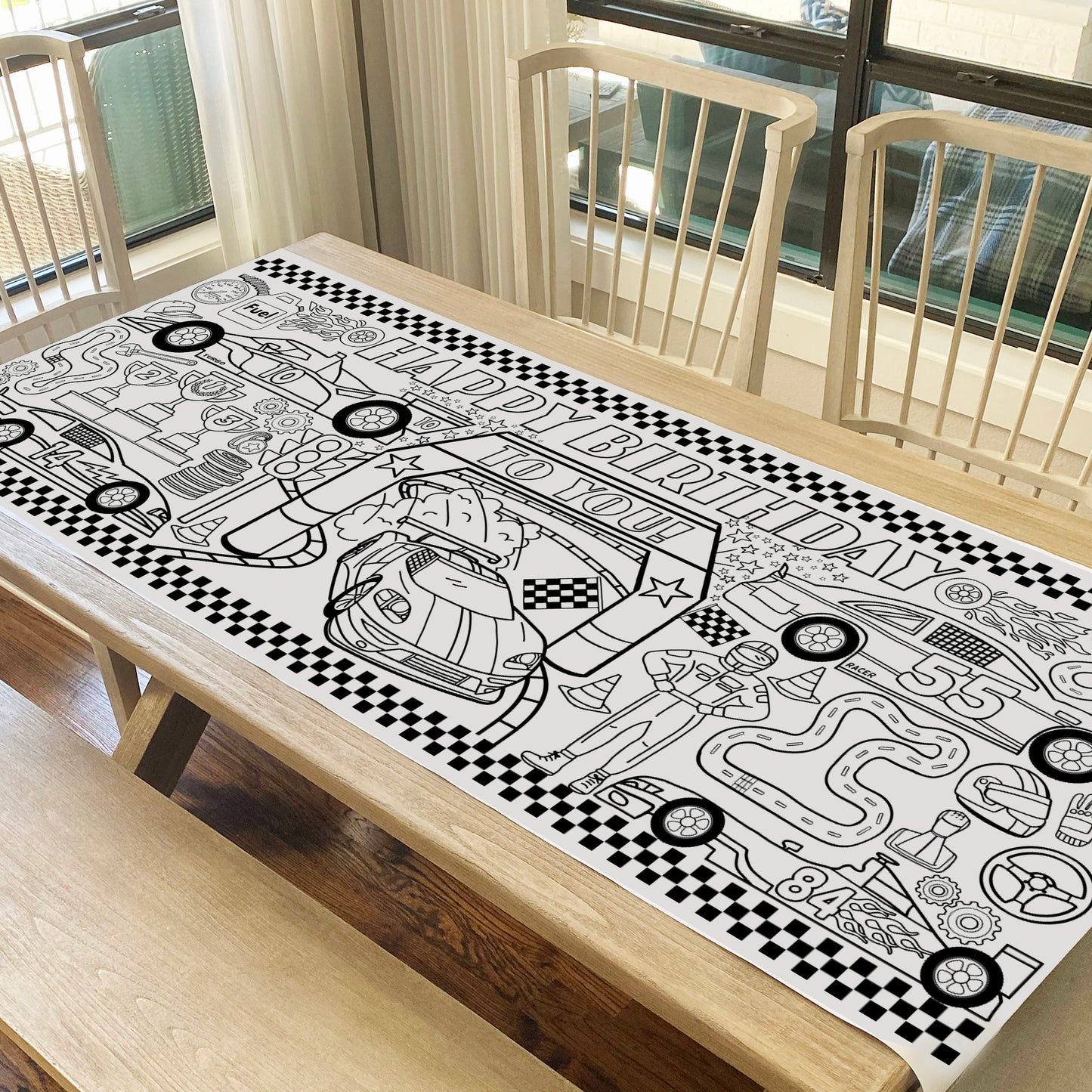 Giant Race Car Birthday Coloring Banner