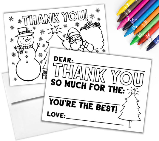Holiday Coloring Thank You Cards