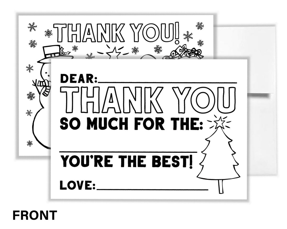 Holiday Coloring Thank You Cards