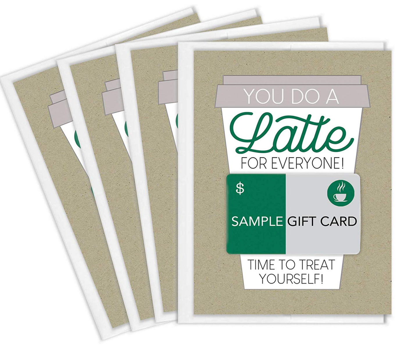 Thanks a Latte Coffee Gift Card Holders Set of 4 with Envelopes
