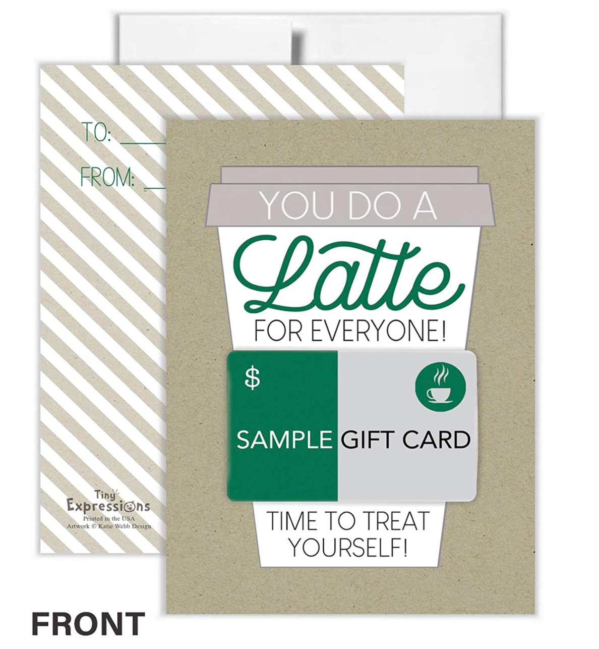 Thanks a Latte Coffee Gift Card Holders Set of 4 with Envelopes