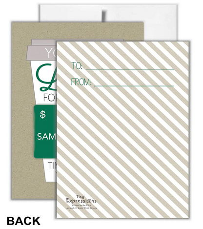 Thanks a Latte Coffee Gift Card Holders Set of 4 with Envelopes