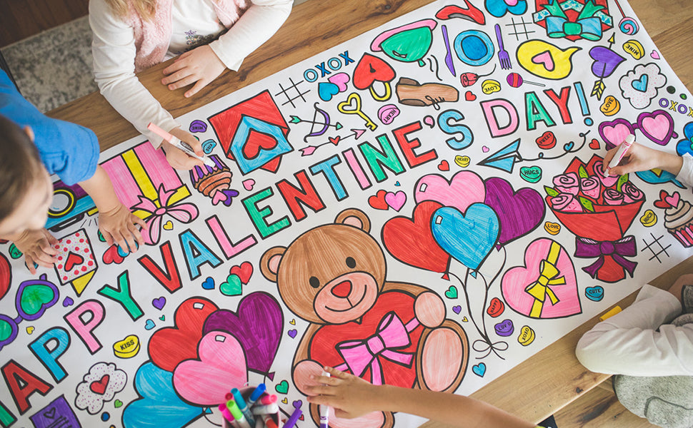Giant Valentine's Day Coloring Banner