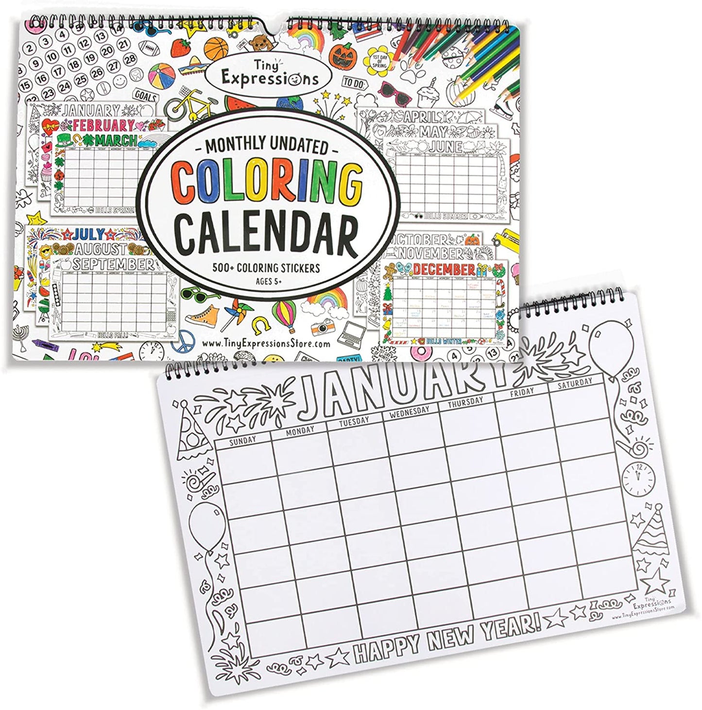 Undated coloring calendar