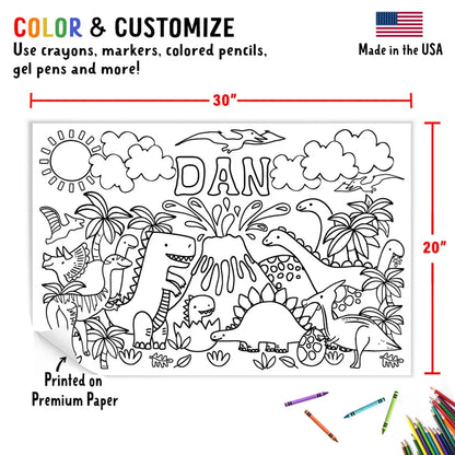 Personalized Dinosaur Coloring Poster