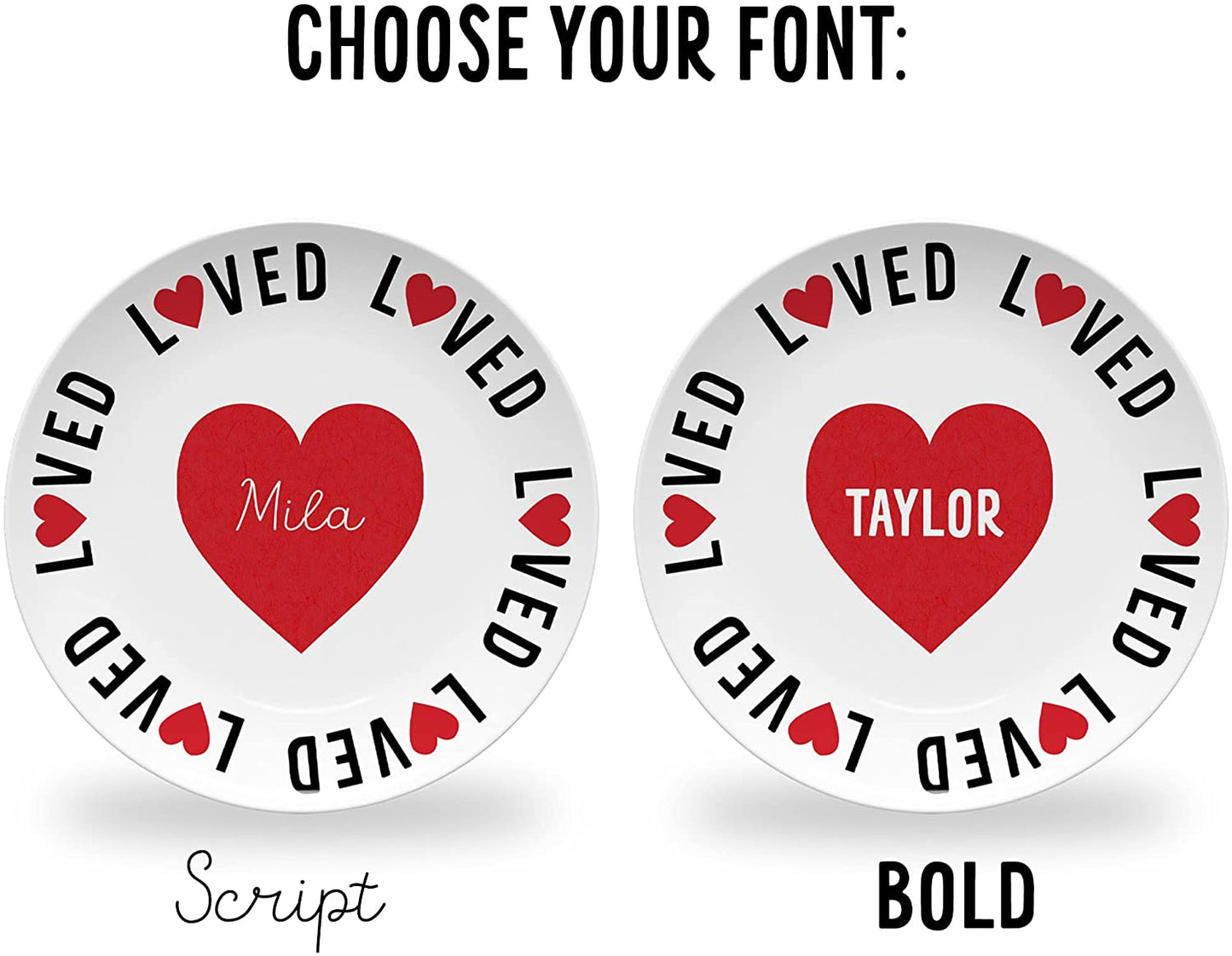 Personalized Valentine's Day Plate fonts