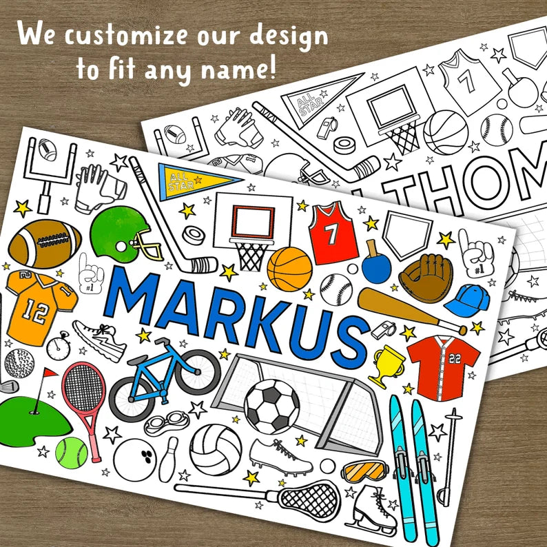 Personalized Sports Coloring Poster