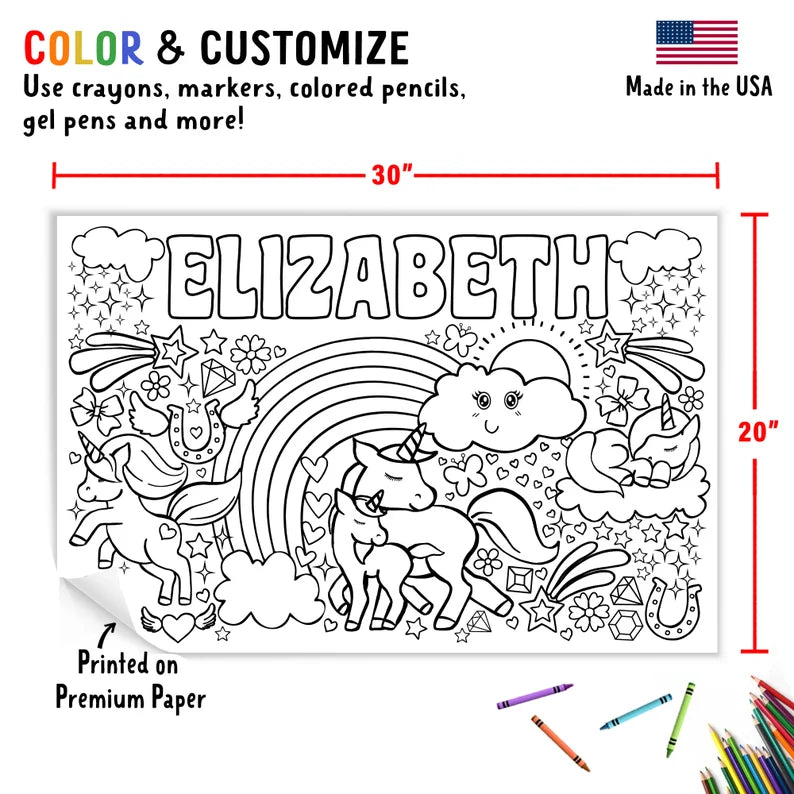 Personalized Unicorn Coloring Poster